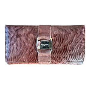 EUC Vintage Salvatore Ferragamo Brown Lizard-Embossed Vara Leather Wallet